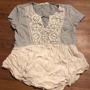 White and grey lace shirt